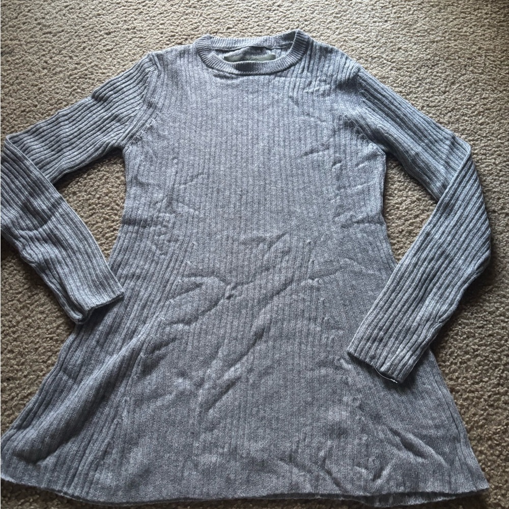 ENZA COSTA Cashmere Blend Cable Knit Sweater Gray Size Large